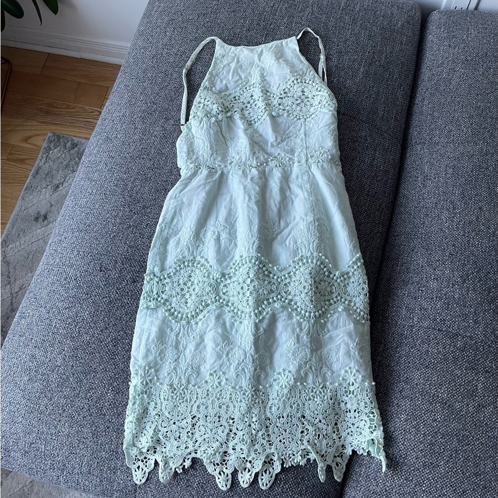 Mint green backless mini dress